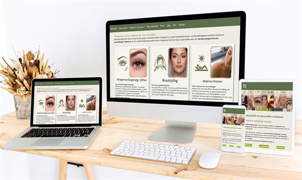 Webseite von La Belle Friseur & Kosmetik auf Monitor, Laptop, Tablet und Smartphone