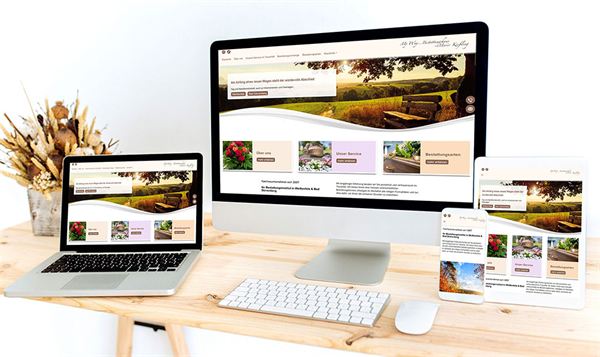 Webseite von My Way Bestattungshaus auf Monitor, Laptop, Tablet und Smartphone