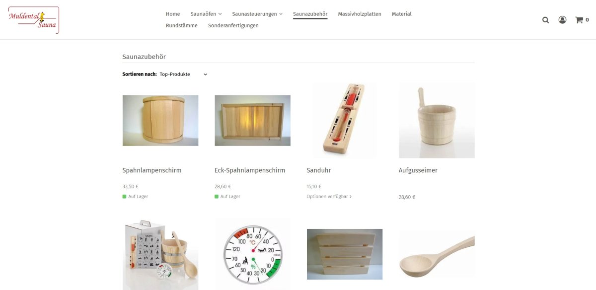 Kategorie Saunazubehör im Onlineshop von Muldentalsauna mit Lampenschirmen, Sanduhr und Aufgusseimer